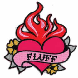 Fluff Flaming Heart Iconic Tattoo Logo - Embroidered Iron-On Patch