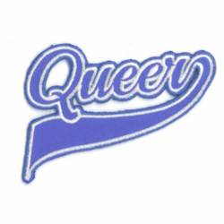 Queer Blue Script Text - Embroidered Iron-On Patch