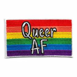 Queer AF Rainbow Flag - Embroidered Iron-On Patch