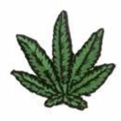 Green Pot Leaf Mini - Embroidered Iron-On Patch
