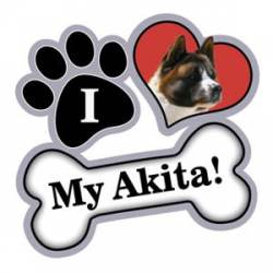 I Love My Akita - Paw/Heart/Bone Magnet
