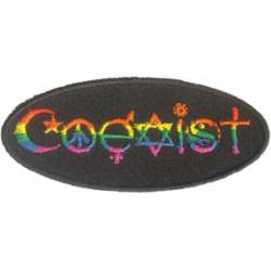 Rainbow Coexist Symbols - Embroidered Iron On Patch