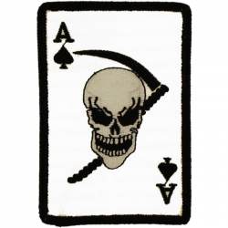 Death Skull Ace Of Spades - Embroidered Iron-On Patch