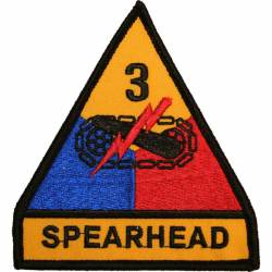 United States Army 3rd Armored Division Spearhead - 3.75" Embroidered Iron On Patch