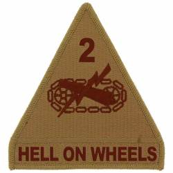 United States Army 2nd Armored Division Hell On Wheels Desert - 3.75" Embroidered Iron On Patch