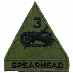 United States Army 3rd Armored Division Spearhead Subdued - 3.75" Embroidered Iron On Patch