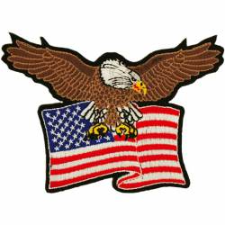 Eagle Holding United States Of America American Flag - Embroidered Iron-On Patch