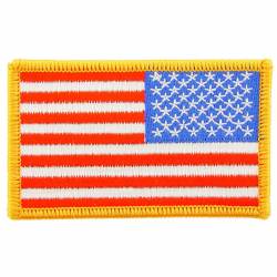 United States Of America American Flag Gold Trim Right Arm - Embroidered Iron-On Patch
