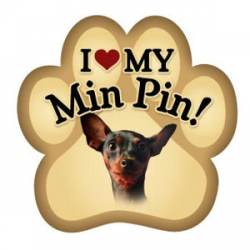 I Love My Mini Pin - Paw Magnet
