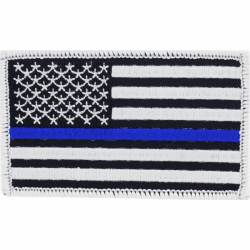 Thin Blue Line American Flag - Embroidered Iron On Patch
