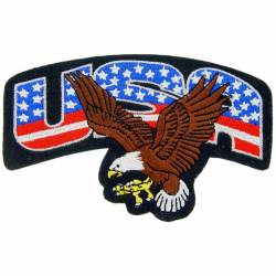 USA United States Of America Script Eagle - Embroidered Iron-On Patch