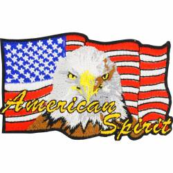 United States Of America American Spirit Flag Eagle - Embroidered Iron-On Patch