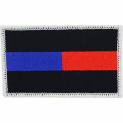 Thin Blue & Red Line  - Embroidered Iron On Patch