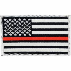 Thin Red Line American Flag - Embroidered Iron On Patch