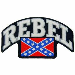 Rebel Confederate Flag Script Text - Embroidered Iron-On Patch