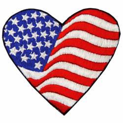 United States Of America American Flag Heart - Embroidered Iron-On Patch