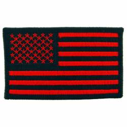 United States Of America American Flag Red & Black - Embroidered Iron-On Patch
