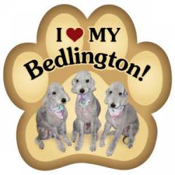 I Love My Bedlington - Paw Magnet