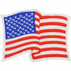 United States Of America American Flag Wavy White Trim - Embroidered Iron-On Patch