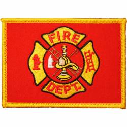 Fire Department Red and Gold Flag - Embroidered Iron-On Patch