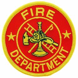 Fire Department Red and Gold Round - Embroidered Iron-On Patch