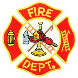 Fire Department Red Gold and White Maltese Cross - Embroidered Iron-On Patch