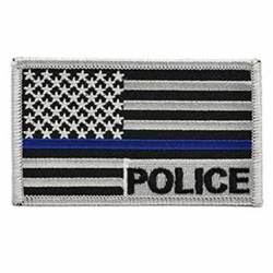 Thin Blue Line Police American Flag - Embroidered Iron-On Patch