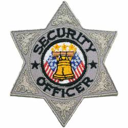 Secuirty Officer 6 Point Silver Padge - Embroidered Iron-On Patch