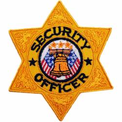 Security Officer 6 Point Gold Badge - Embroidered Iron-On Patch
