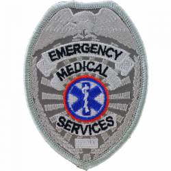 Emergency Medical Services Silver Badge - Embroidered Iron-On Patch