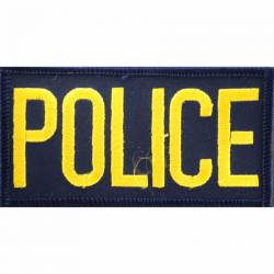 Police Blue and Gold Tab - Embroidered Iron-On Patch