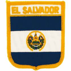 El Salvador - Flag Shield Embroidered Iron-On Patch
