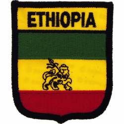 Ethiopia - Flag Shield Embroidered Iron-On Patch