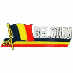 Belgium - Flag Script Embroidered Iron-On Patch