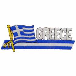 Greece - Flag Script Embroidered Iron-On Patch