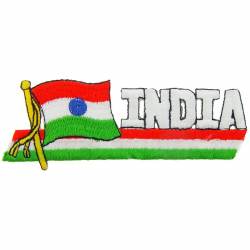 India - Flag Script Embroidered Iron-On Patch
