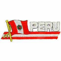 Peru - Flag Script Embroidered Iron-On Patch