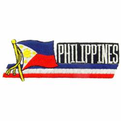 Philippines - Flag Script Embroidered Iron-On Patch