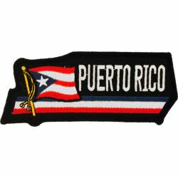 Puerto Rico - Flag Script Embroidered Iron-On Patch