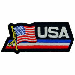 United States Of America American Flag USA Script - Embroidered Iron-On Patch