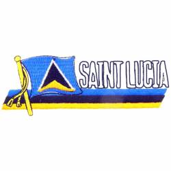 Saint Lucia - Flag Script Embroidered Iron-On Patch