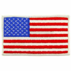 United States Of America American Flag White Trim 4-7/8" - Embroidered Iron-On Patch