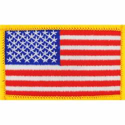 United States Of America American Flag Gold Trim 4-7/8" - Embroidered Iron-On Patch