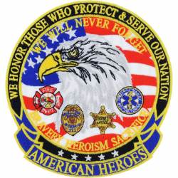 Fire Police EMS Real American Heroes - Embroidered Iron-On Patch