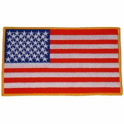 United States Of America American Flag Gold Trim 6-3/4" - Embroidered Iron-On Patch