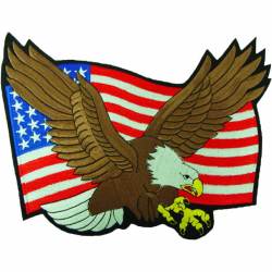 United States Of America American Flag Eagle 9.25" - Embroidered Iron-On Patch