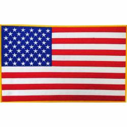 United States Of America American Flag Gold Trim 12" - Embroidered Iron-On Patch