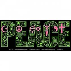 Coexist in Peace Interfaith Symbol Mosaic - Black Mini Sticker