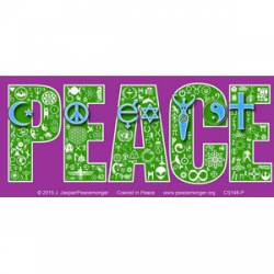 Coexist in Peace Interfaith Symbol Mosaic - Purple Mini Sticker