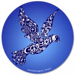 Coexist Peace Dove Interfaith - Blue Round Sticker
